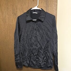 Reformation Black silk Button-Up Shirt